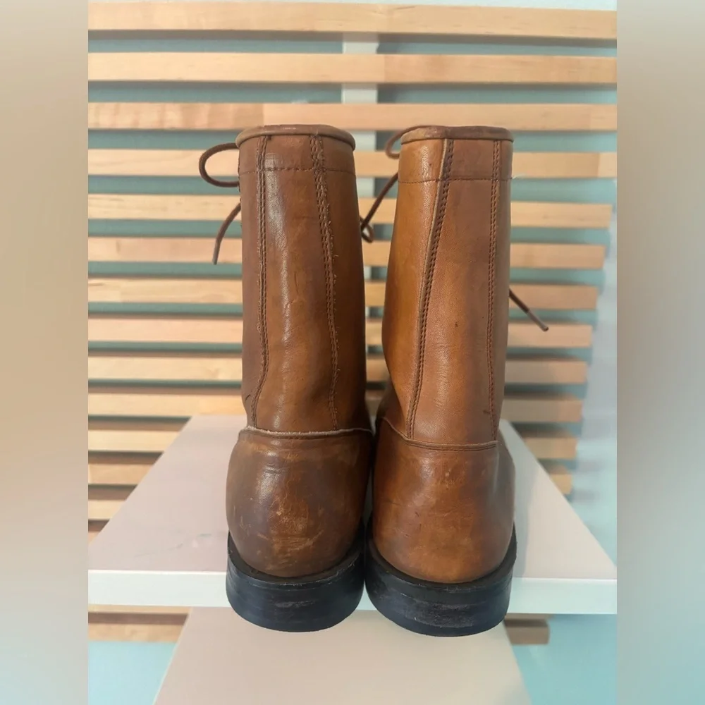 🔥NWOT Bilt Rite Brown Amber Brushed Men’s Leather Lace Up Combat Boots Size: 9.5